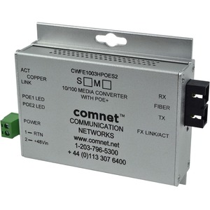 ComNet Commercial Grade 100Mbps Media Converter with 48V POE, Mini