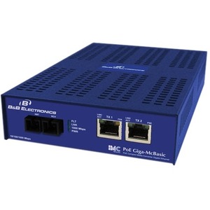 B+B SmartWorx 10/100/1000 Mbps PoE+ Switching Media Converter