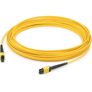 AddOn 15m MPO (Female) to MPO (Female) 12-Strand Yellow OS2 Straight Fiber OFNR (Riser-Rated) Patch Cable