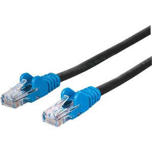 Manhattan Patch Cable, Cat5e, UTP, 7', Black w/ Blue Snagless Boot, Retail Blister