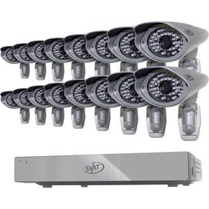 SVAT PRO 16CH Smart Security DVR with 16 Ultra Hi-res Outdoor Surveillance Cameras - 1 TB HDD