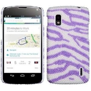 BasAcc Diamante Case Cover for LG E960 Nexus 4 - Purple/White