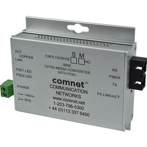 ComNet Industrially Hardened 100Mbps Media Converter with 48V POE, Mini, "A" Unit