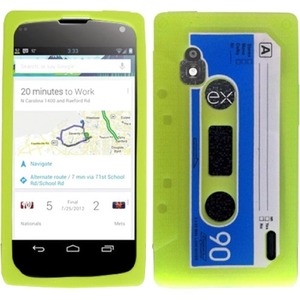 BasAcc For LG Nexus 4 E960 Cassette Tape Style Silicone Case Cover - Neon Green
