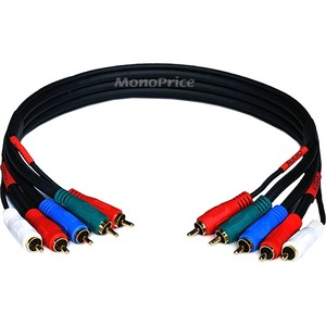 Monoprice 1.5ft 22AWG 5-RCA Component Video/Audio Coaxial Cable (RG-59/U) - Black