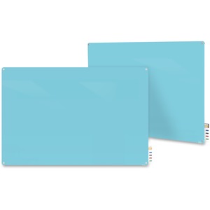 3'X4' Glass Radius Corners Blue Markerboard, 4 Mkrs, Eraser