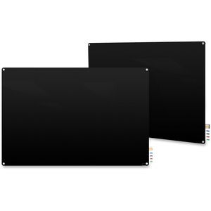 3'X4' Glass Radius Corners Black Markerboard, 4 Mkrs, Eraser
