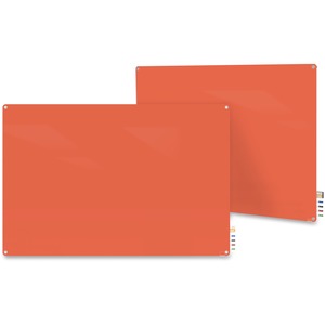 3'X4' Glass Radius Corners Peach Markerboard, 4 Mkrs, Eraser