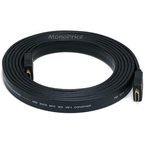 Monoprice 10ft 24AWG CL2 Flat High Speed HDMI Cable With Ethernet - Black