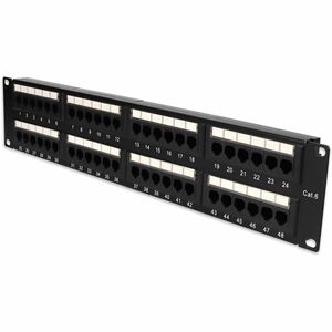 AddOn 19-inch Cat6 48-Port Straight Patch Panel with High Density 110-Type 2U