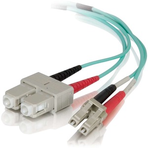 C2G 0.5m LC-SC 50/125 Duplex Multimode OM4 Fiber Cable - Aqua - 1.64ft