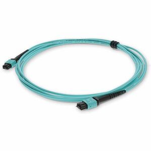 AddOn 10m MPO (Male) to MPO (Male) 12-Strand Aqua OM3 Crossover Fiber OFNR (Riser-Rated) Patch Cable