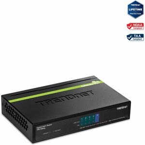 TRENDnet 5-Port Gigabit PoE+ Switch, 31 W PoE Budget, 10 Gbps Switching Capacity, Data & Power Through Ethernet To PoE Access Points And IP Cameras, Full & Half Duplex, Black, TPE-TG50g