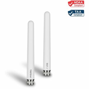 TRENDnet 3/6/7 dBi Outdoor Tri-Band Omni Antenna Kit, TEW-A057, 2.4GHz, 5GHz, 6GHz, Compatible with 802.11be/ ax/ac/n/g/b/a Routers and Access Points, N-Type Connector, White
