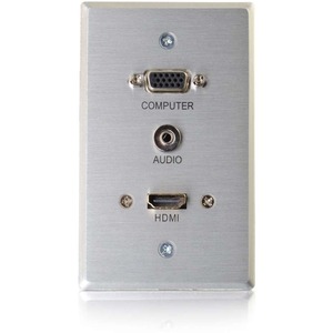 C2G-RapidRun HDMI Single Gang Wall Plate Transmitter with VGA + Stereo Audio - Aluminum