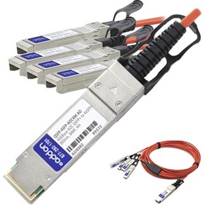 AddOn MSA and TAA Compliant 40GBase-AOC QSFP+ to 4xSFP+ Direct Attach Cable (850nm, MMF, 4m)