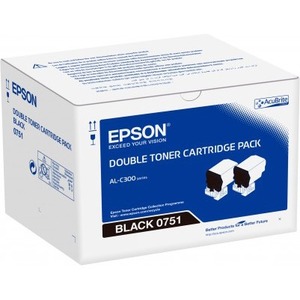 Epson - Pack de 2 - noir - original - cartouche de toner - pour Epson AL-C300, AcuLaser C3000, - C13S050751