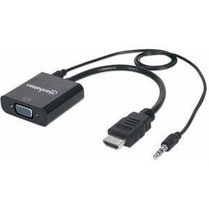 Manhattan HDMI Male to VGA Female Converter with Audio and Optional USB Micro-B Power Port - Retail Bag