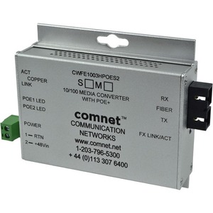 ComNet Commercial Grade 100Mbps Media Converter with 48V POE, Mini