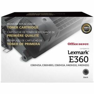 Office Depot Remanufactured Standard Yield Laser Toner Cartridge - Alternative for Lexmark (E360H21A, E360H11A) - Black Pack