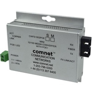 ComNet Commercial Grade 100Mbps Media Converter with 48V POE, Mini, "A" Unit