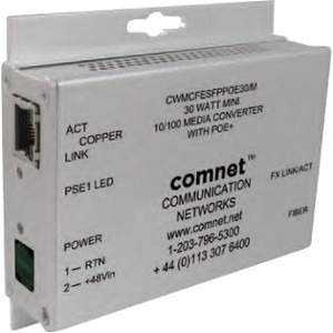 ComNet Commercial Grade 100Mbps Media Converter with 48V POE, Mini, SFP Required