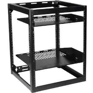 Sanus Component Series AV Rack - 15RU Open Frame Network Rack - 26in Height - Black