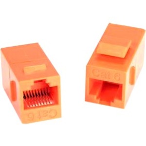 Unirise Cat6 RJ45 Keystone In-line Coupler, Orange