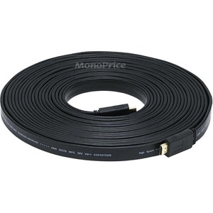 Monoprice Commercial Series Premium Flat Standard HDMI Cable with Ethernet, 35ft Black