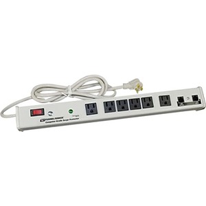 C2G 6ft Wiremold 6-Outlet Plug-In Center Unit 120v/15a Network Protector Lighted Switch Computer Grade Surge Protector - White