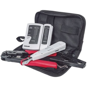 Intellinet Network Solutions 4-Piece Network Tool Kit Composed of LAN Tester, LSA Punch Down Tool, Crimping Tool and Cutter/Stripper Tool