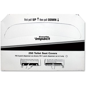 Toilet Seat Covers, 1/2 Fold, 2500/CT, White