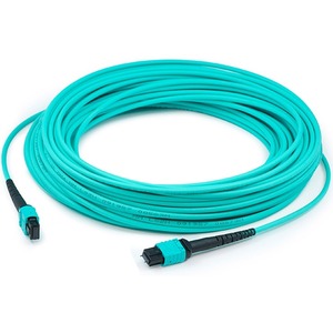 AddOn 10m MPO (Female) to MPO (Female) 24-Strand Aqua OM3 Crossover Fiber OFNR (Riser-Rated) Patch Cable