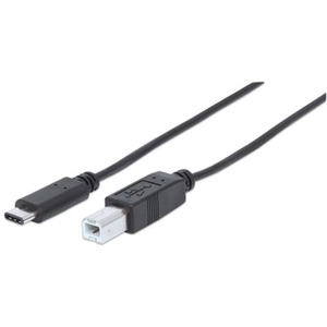 Manhattan Hi-Speed USB 2.0 C Male to B Male Device Cable, 3 ft, Black