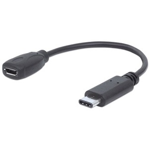 Manhattan Hi-Speed USB 2.0 C Male to Micro-B Female Device Cable, 6" , Black