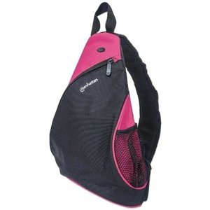 Manhattan Dashpack Sling Backpack 12" , Black/Pink, Padded Internal Pocket for Laptop up to 12"/Tablet, Zippered hip pockets, Earphone Pocket, Lightweight, Sporty, Padded Shoulder Strap, Three Year Warranty