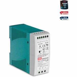 TRENDnet 60 W Single Output Industrial DIN-Rail Power Supply, Universal AC Input, Extreme -20 to 70 °C (-4 to 158 °F) Operating Temp, TI-M6024