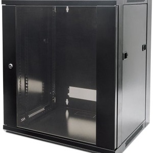 Intellinet Network Solutions 19 Inch Wallmount Cabinet, 12U, 17.7 Inch (450 mm) Depth, Black, Flatpack