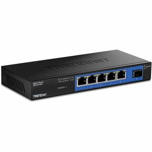 TRENDnet 4-Port Gigabit Switch With SFP Slot, 10 Gbps Switching Capacity, Fanless, 802.1p QoS, Rear Facing Ports, Metal Housing, Network Ethernet Switch, Lifetime Protection, Black, TEG-S51SFP