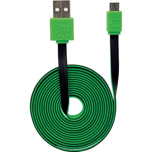 Manhattan Flat Hi-Speed USB 2.0 A Male to Micro-B Male - 3 ft - Black/Green - Retail Blister