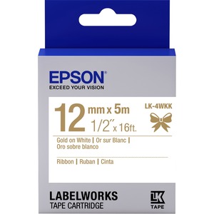 Epson LabelWorks Ribbon LK Cartridge ~1/2" Gold on White