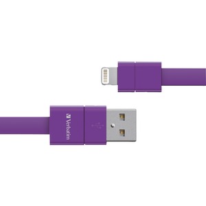 Sync & Charge Lightning Cable - 7 in. Flat Purple