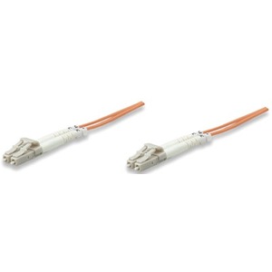 Intellinet Network Solutions Fiber Optic Patch Cable, LC/LC, OM1, 62.5/125, Multimode, Duplex, Orange, 3 ft (1 m)