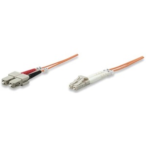 Intellinet Network Solutions Fiber Optic Patch Cable, LC/SC, OM1, 62.5/125, Multimode, Duplex, Orange, 3 ft (1 m)