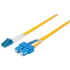 Intellinet Network Solutions Fiber Optic Patch Cable, LC/SC, OS2, 9/125, Single-Mode, Duplex, Yellow, 3 ft (1 m)