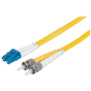 Intellinet Network Solutions Fiber Optic Patch Cable, LC/ST, OS2, 9/125, Single-Mode, Duplex, Yellow, 3 ft (1 m)