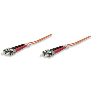 Intellinet Network Solutions Fiber Optic Patch Cable, ST/ST, OM1, 62.5/125, Multimode, Duplex, Orange, 3 ft (1 m)