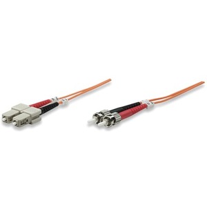 Intellinet Network Solutions Fiber Optic Patch Cable, ST/SC, OM1, 62.5/125, Multimode, Duplex, Orange, 3 ft (1 m)