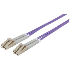 Intellinet Network Solutions Fiber Optic Patch Cable, LC/LC, OM4, 50/125, Multimode, Duplex, Violet, 3 ft (1 m)