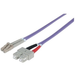 Intellinet Network Solutions Fiber Optic Patch Cable, LC/SC, OM4, 50/125, Multimode, Duplex, Violet, 3 ft (1 m)